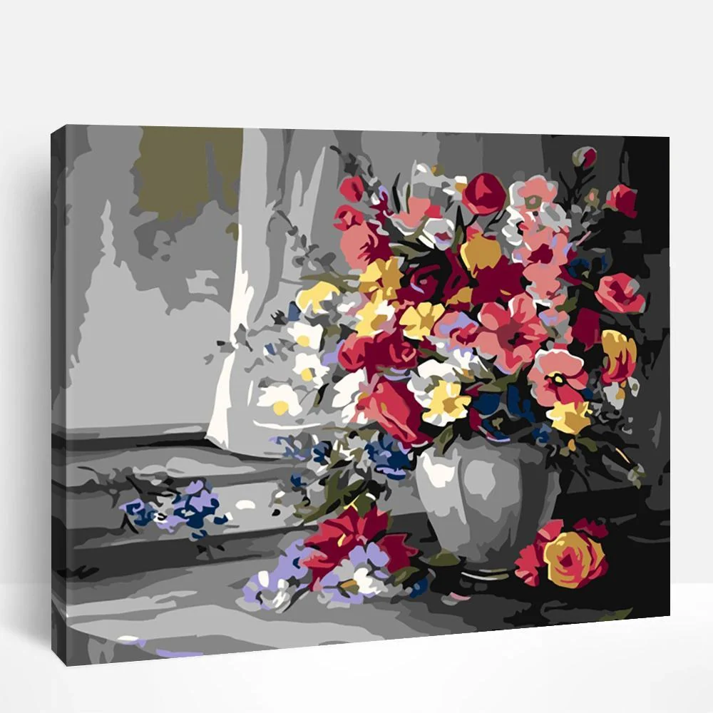 Flower Near Curtains | Paint By Numbers