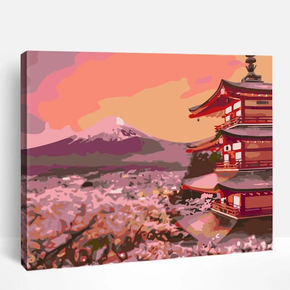 Sakura and Mount Fuji | Paint By Numbers