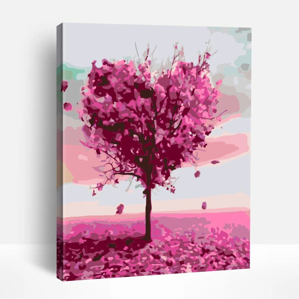 Pink Heart Tree | Paint By Numbers