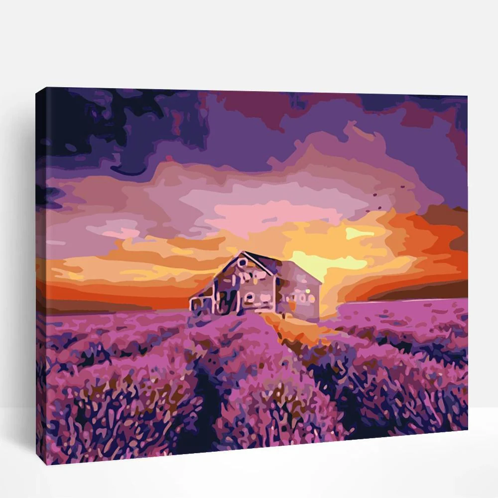 Lavender Field Under Sunset | Paint By Numbers