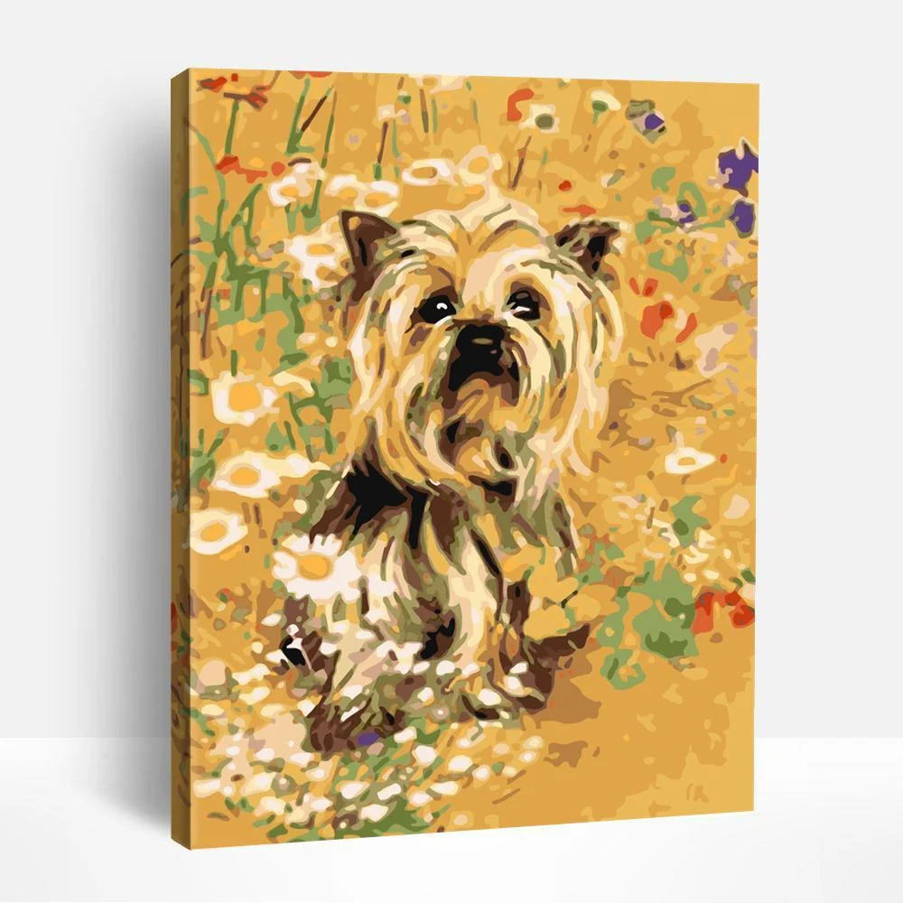 Yorkie and Flowers | Paint By Numbers