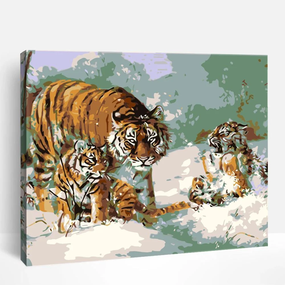 Graceful Tiger and Cubs | Paint By Numbers
