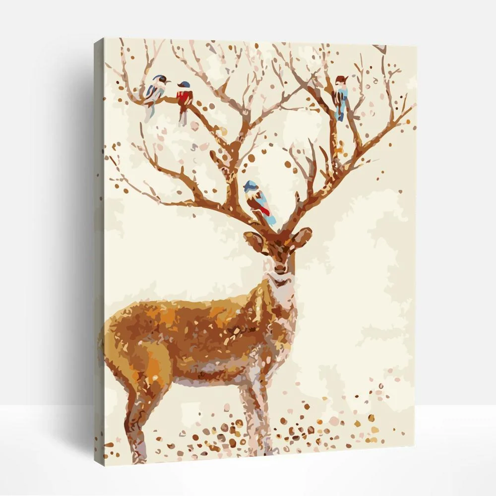 Deer and Small Birds | Paint By Numbers