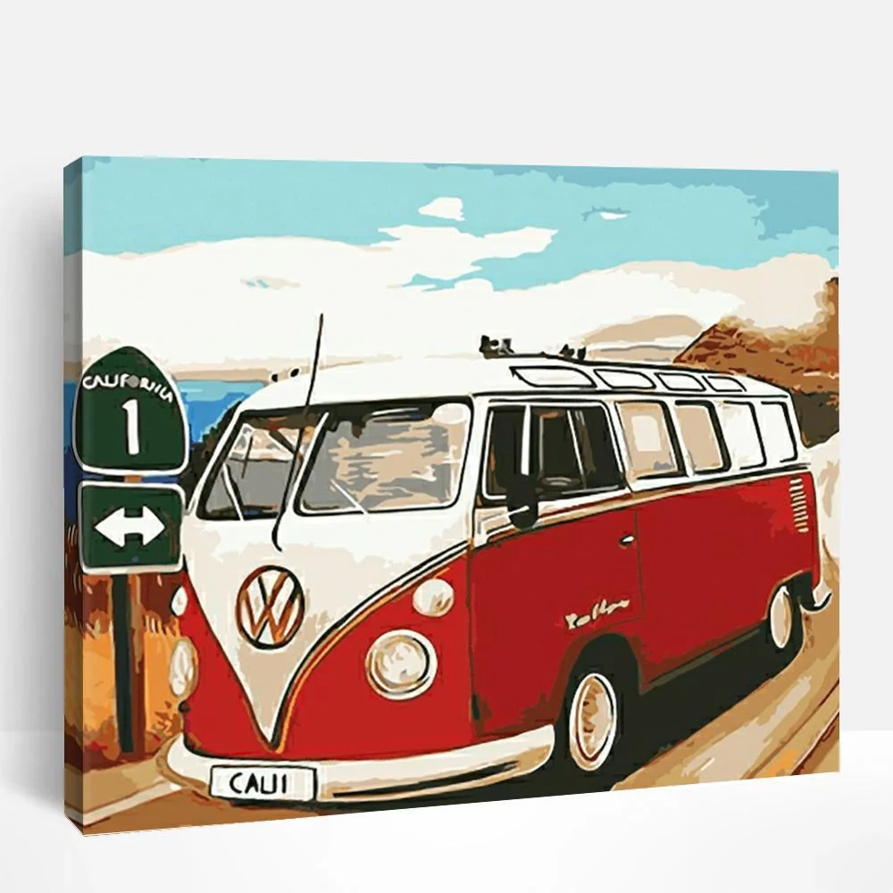 Red VW Camper | Paint By Numbers