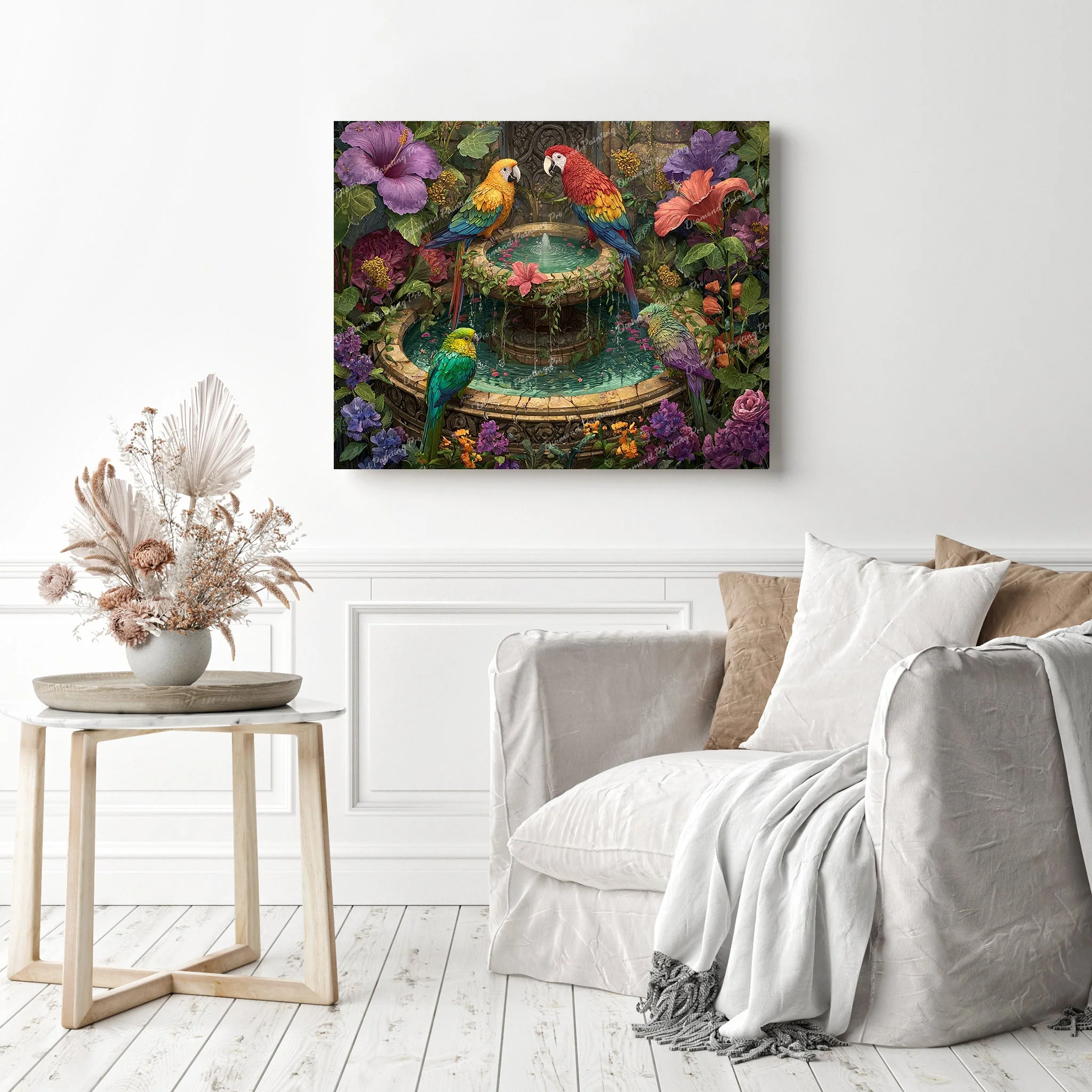 Parrots and Fountain | Diamond Painting - Image 3