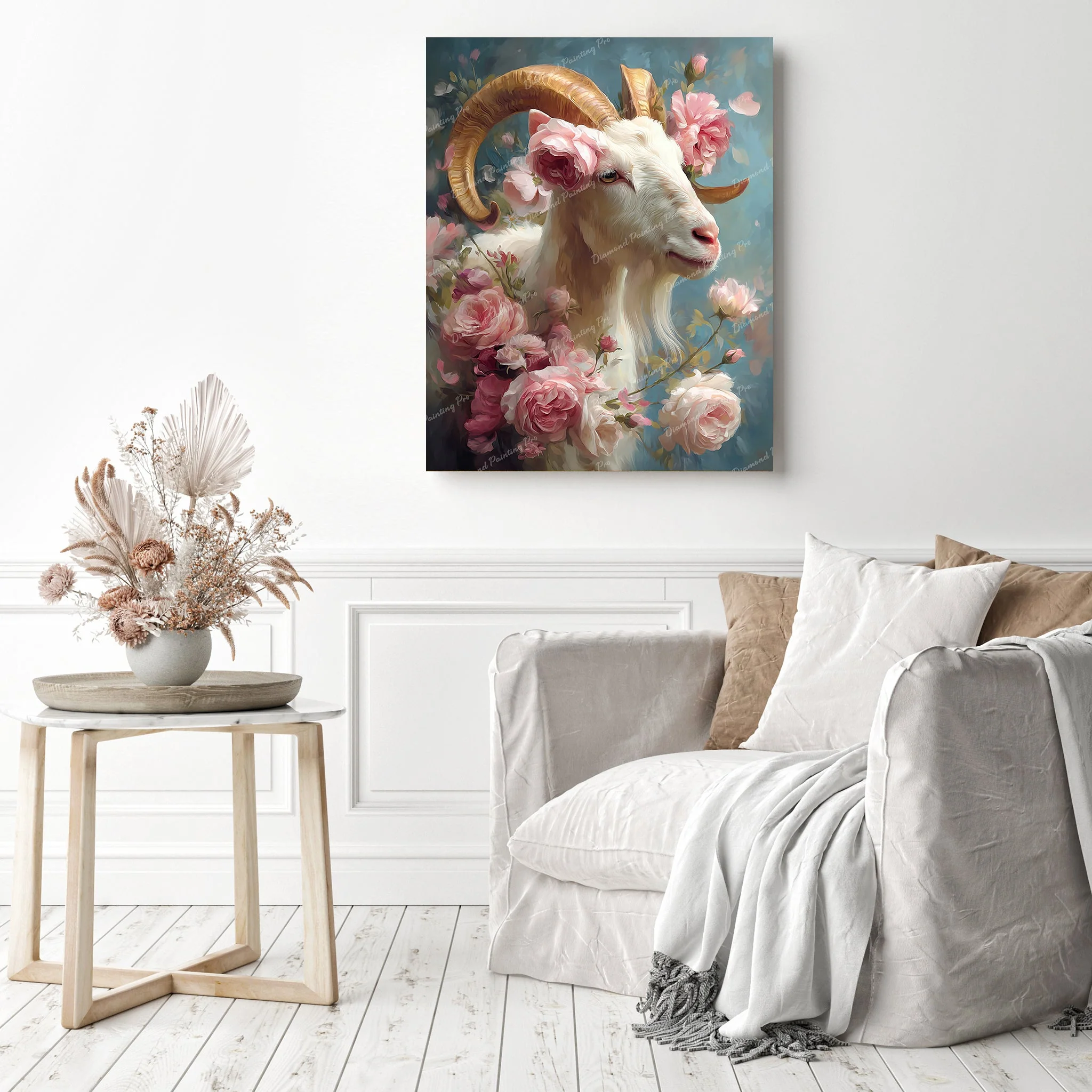 Petals and Golden Horns | Diamond Painting - Image 3