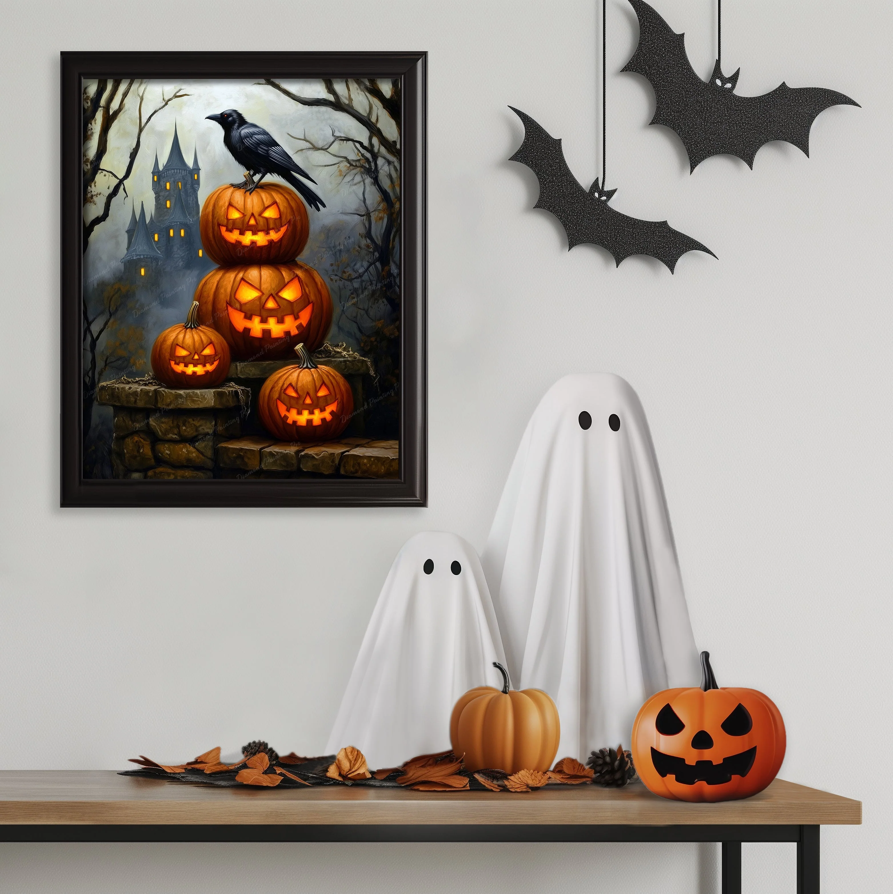 Raven on Stacked Pumpkins | Diamond Painting - Image 3