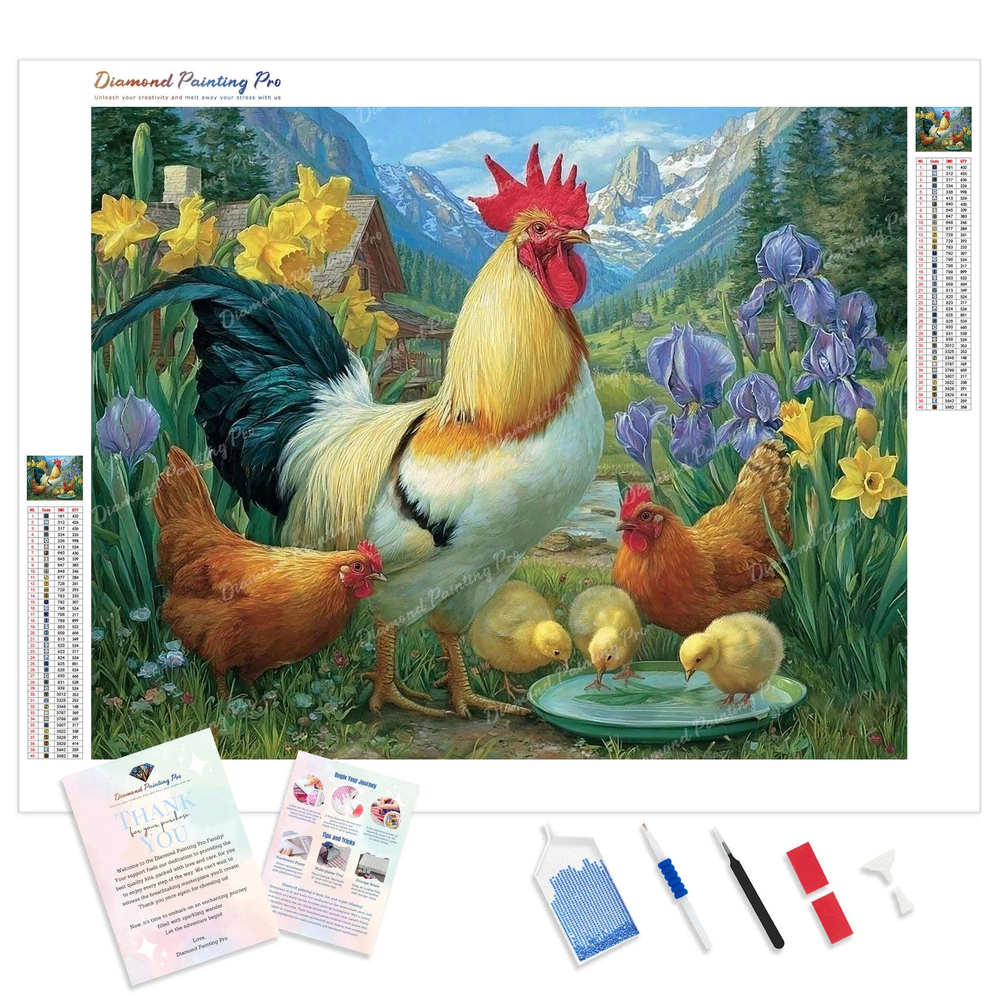 Rooster Family | Diamond Painting