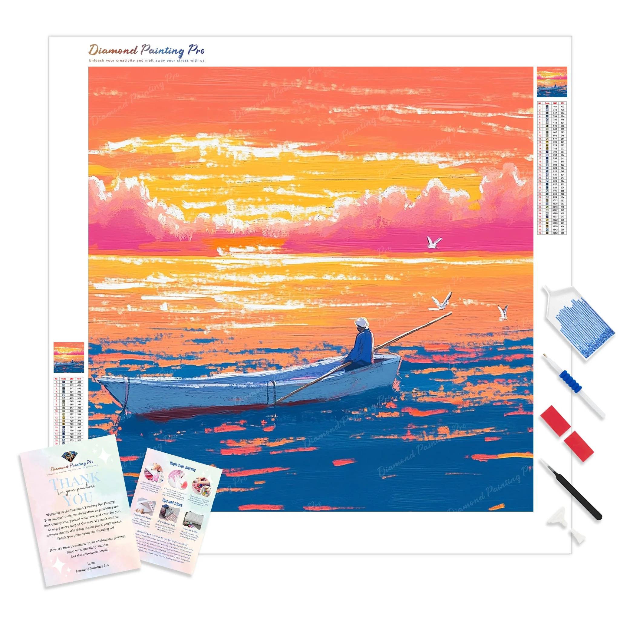Rowing Through Sunset | Diamond Painting