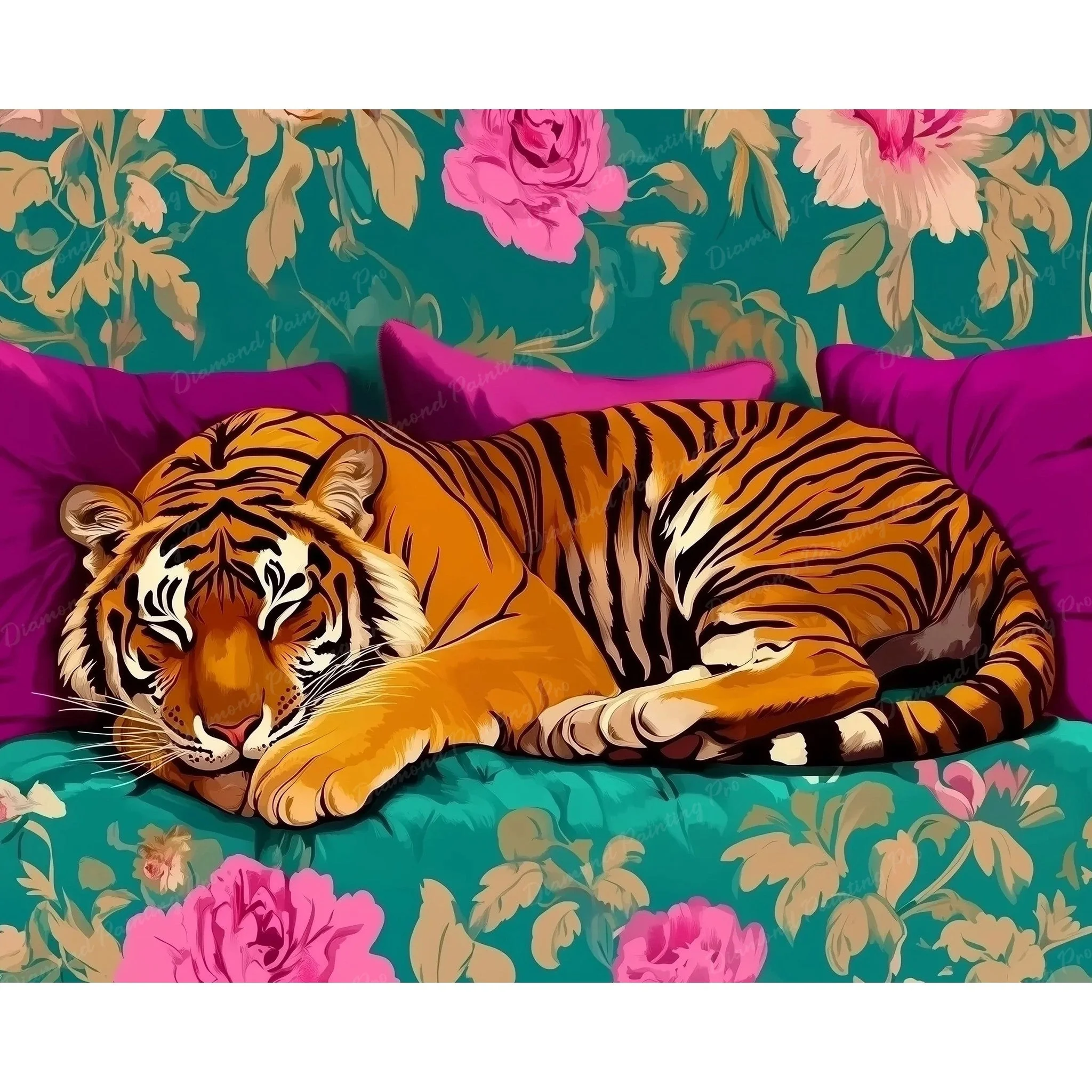 Royal Tiger Naptime | Diamond Painting - Image 2