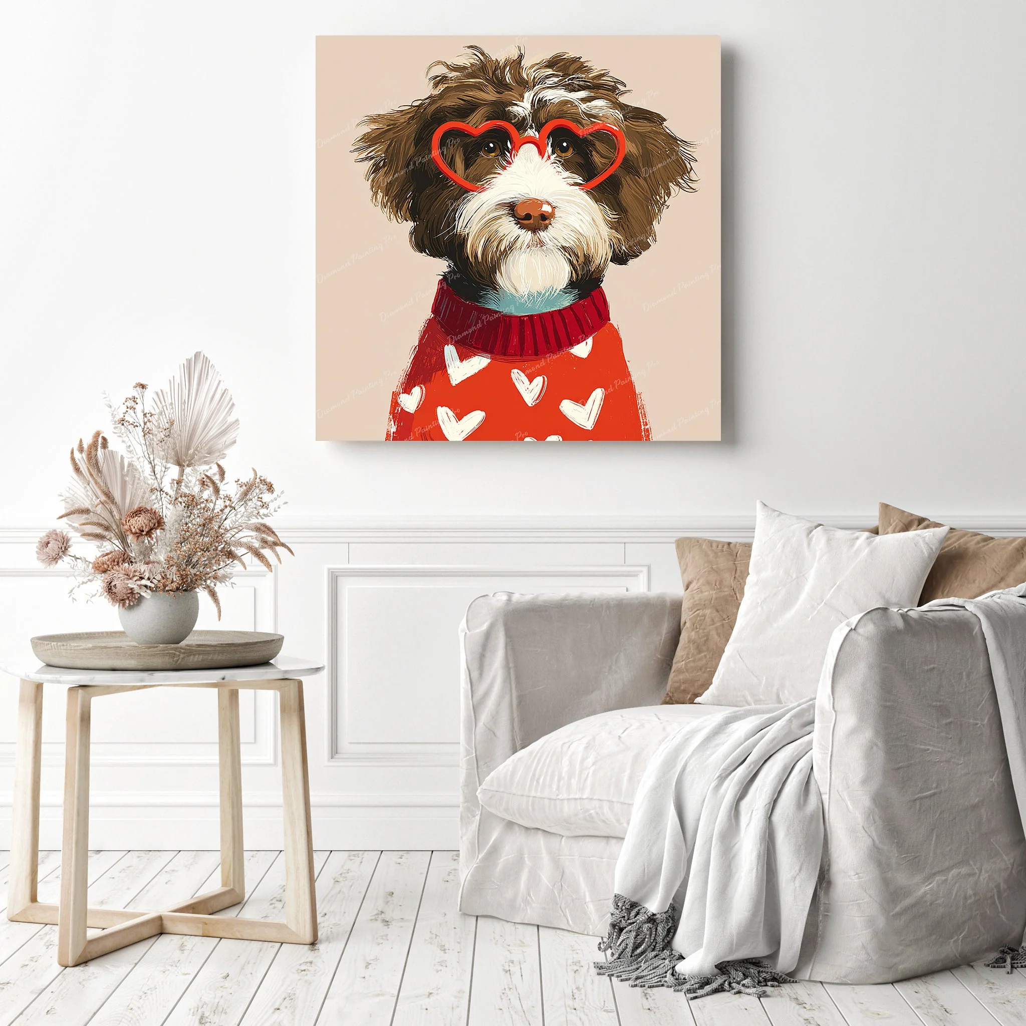 Scruffy Dog in Heart Glasses | Diamond Painting - Image 3