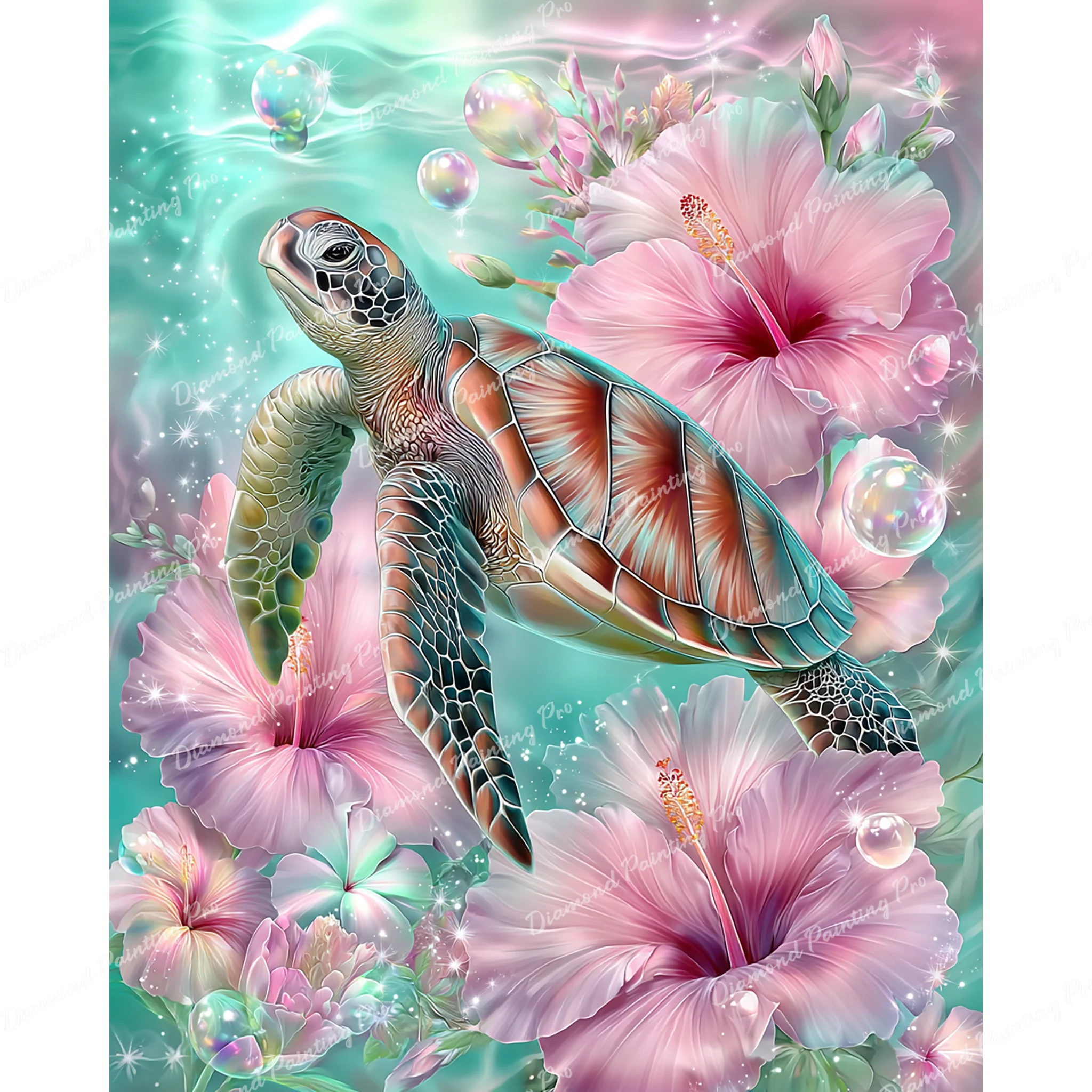 Sea Turtle and Hibiscus | Diamond Painting - Image 2