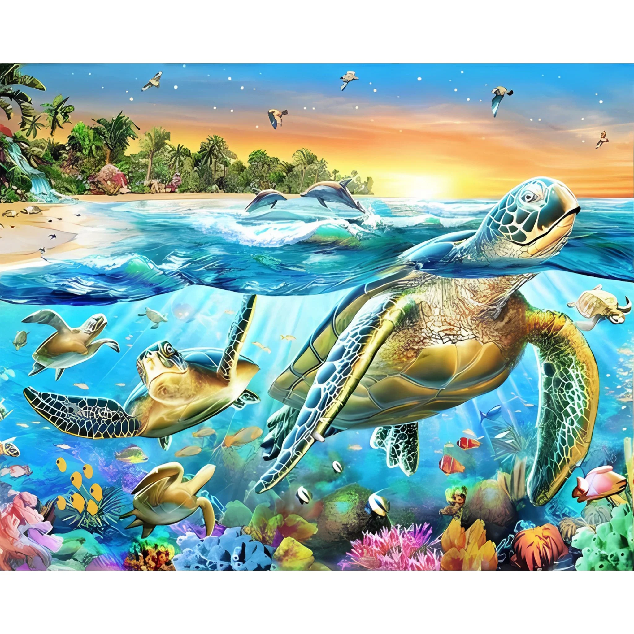Sea Turtle Sunset | Diamond Painting - Image 2
