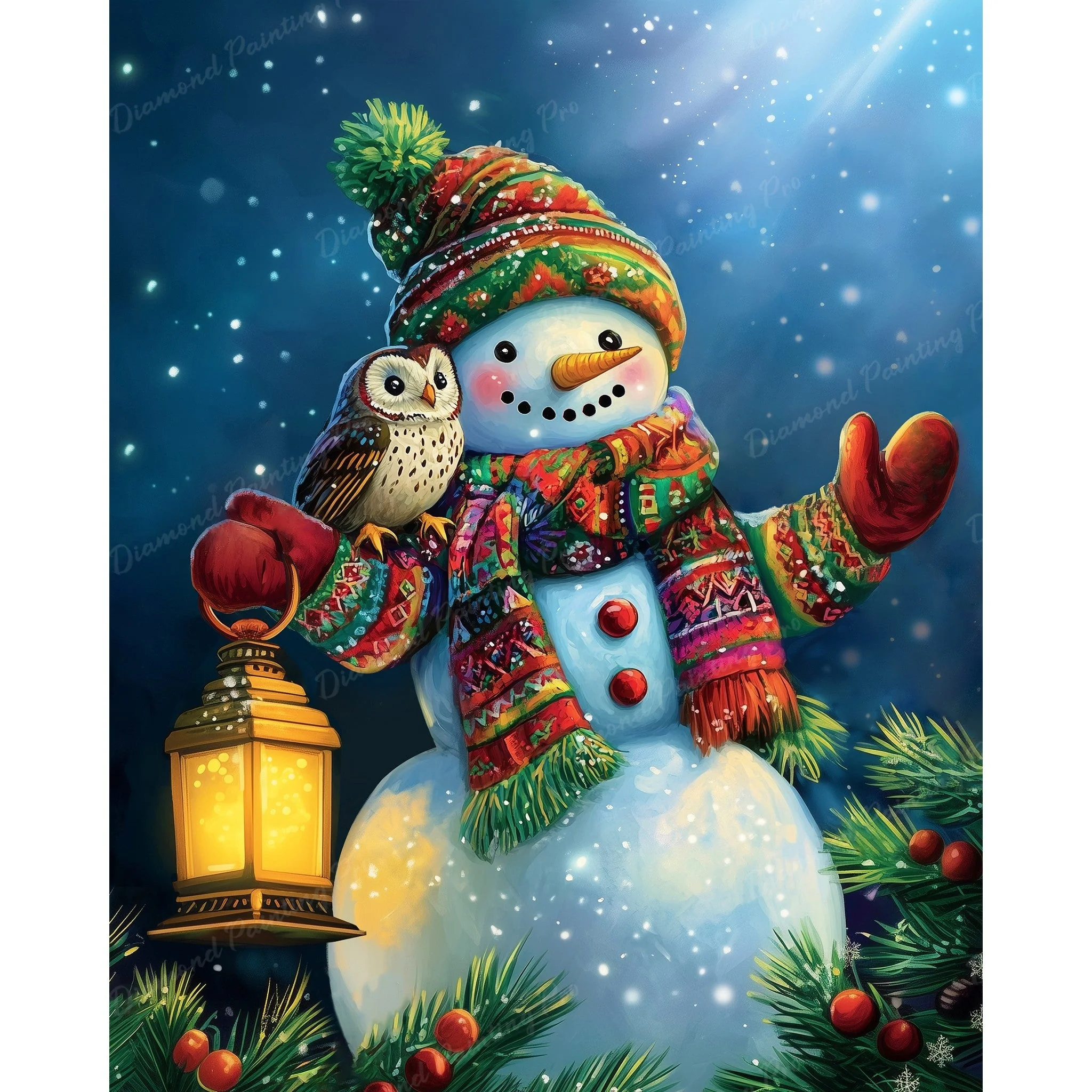 Snowman and Owl | Diamond Painting - Image 2