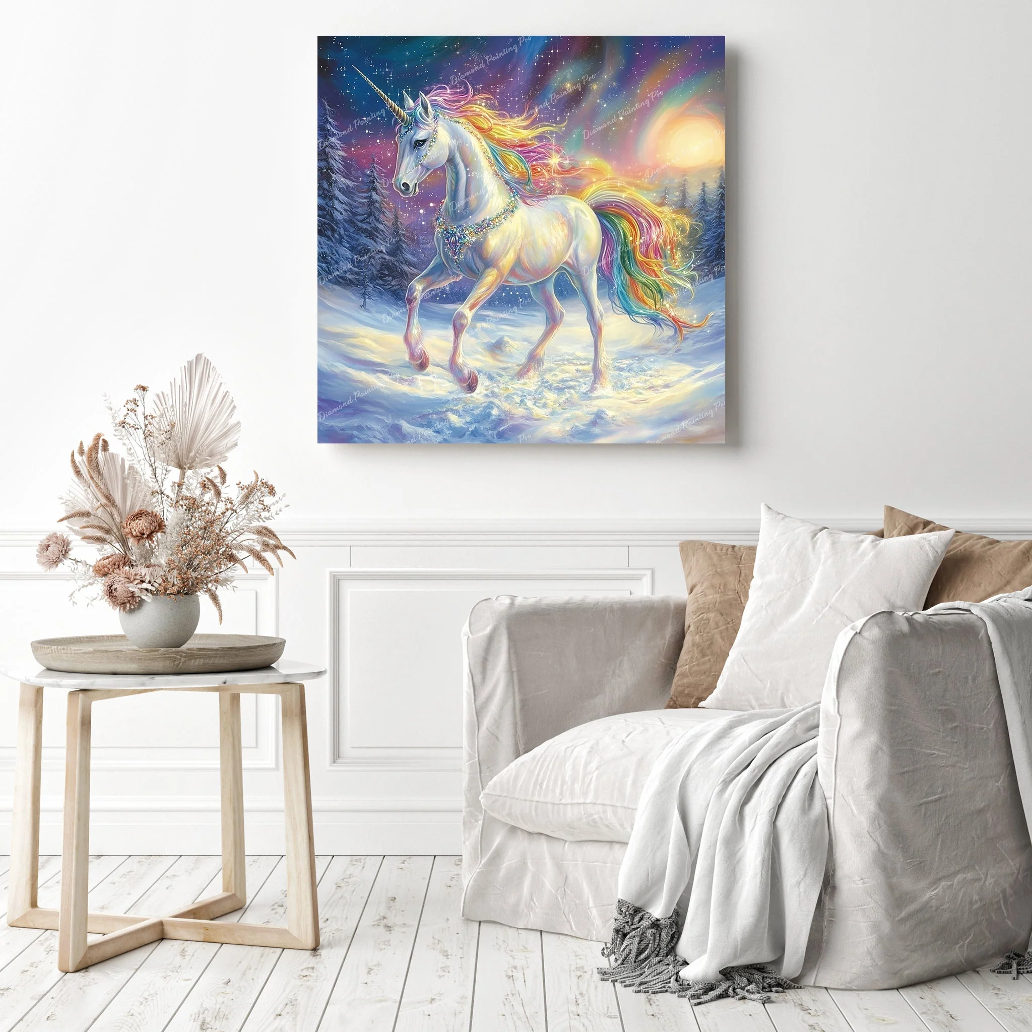 Snowy Rainbow Unicorn | Diamond Painting - Image 3