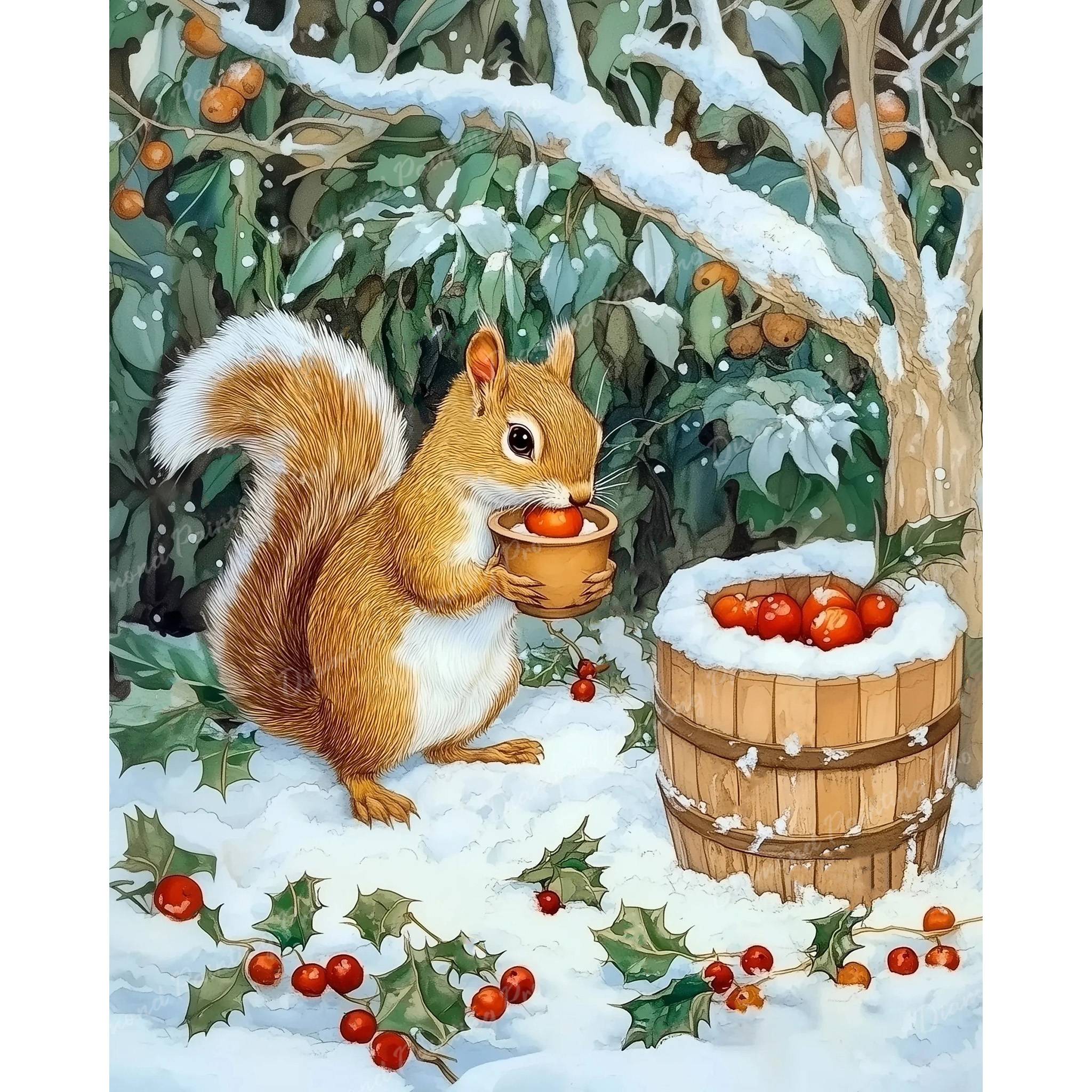 Squirrel and Berries | Diamond Painting - Image 2