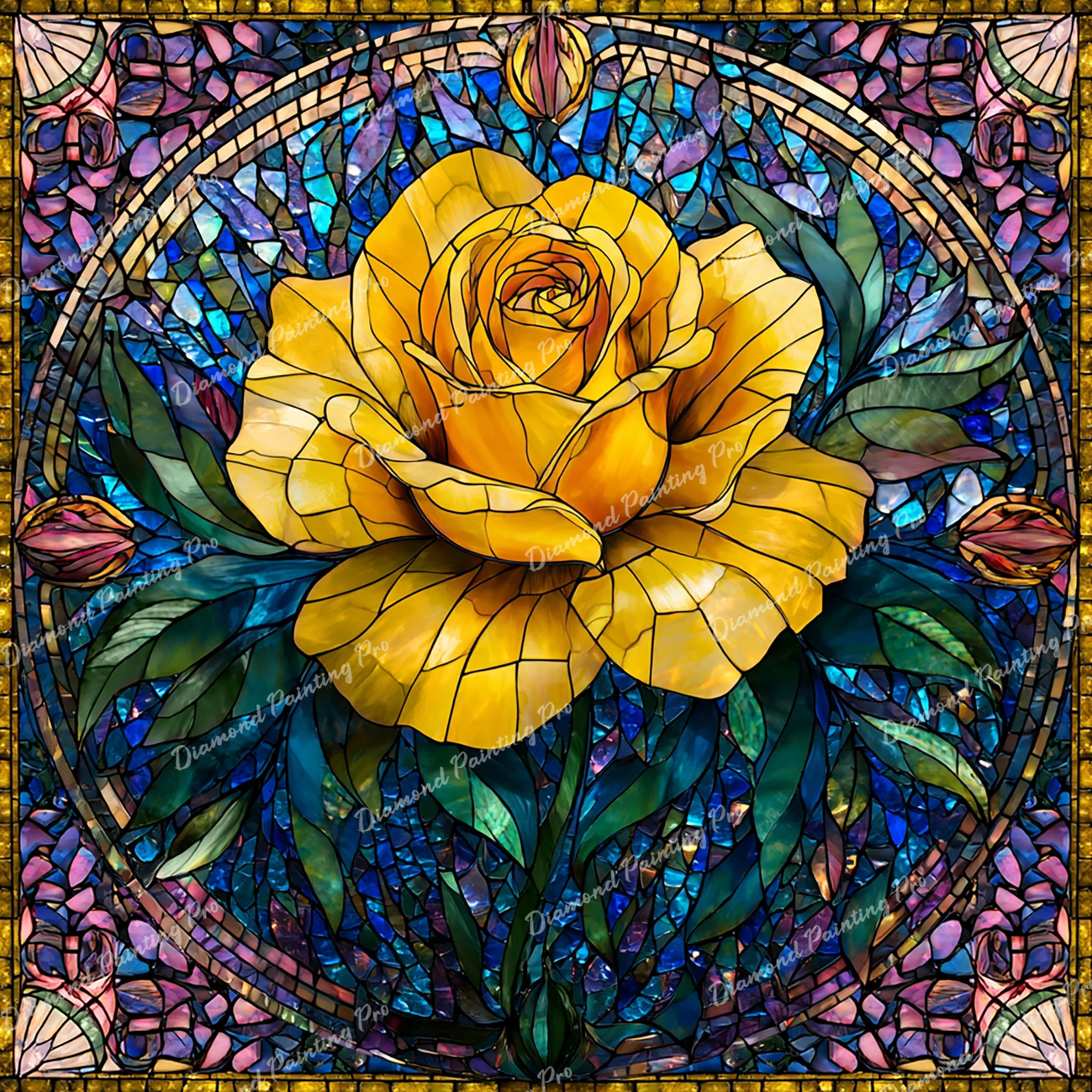 Stained Glass Golden Rose | Diamond Painting - Image 2