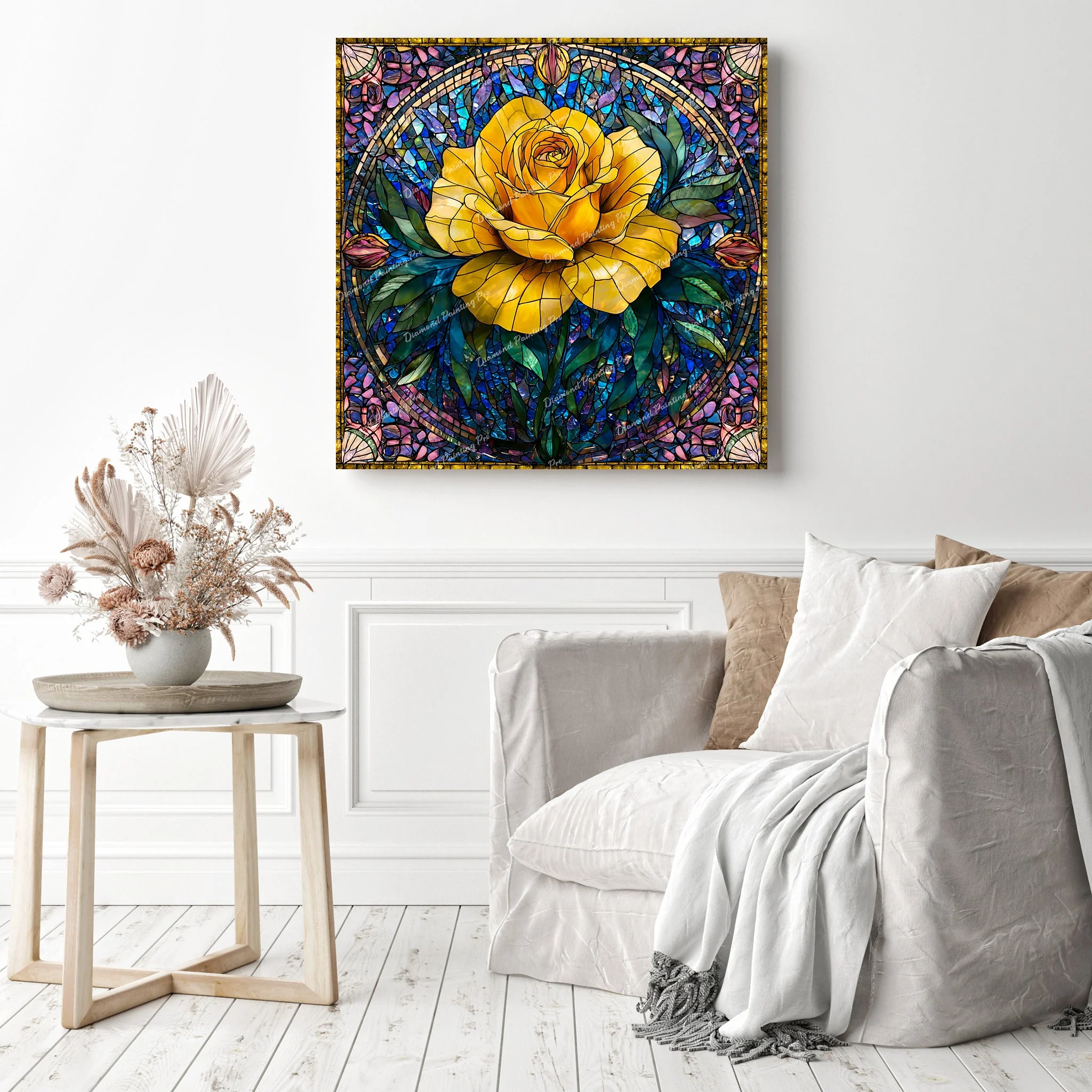 Stained Glass Golden Rose | Diamond Painting - Image 3