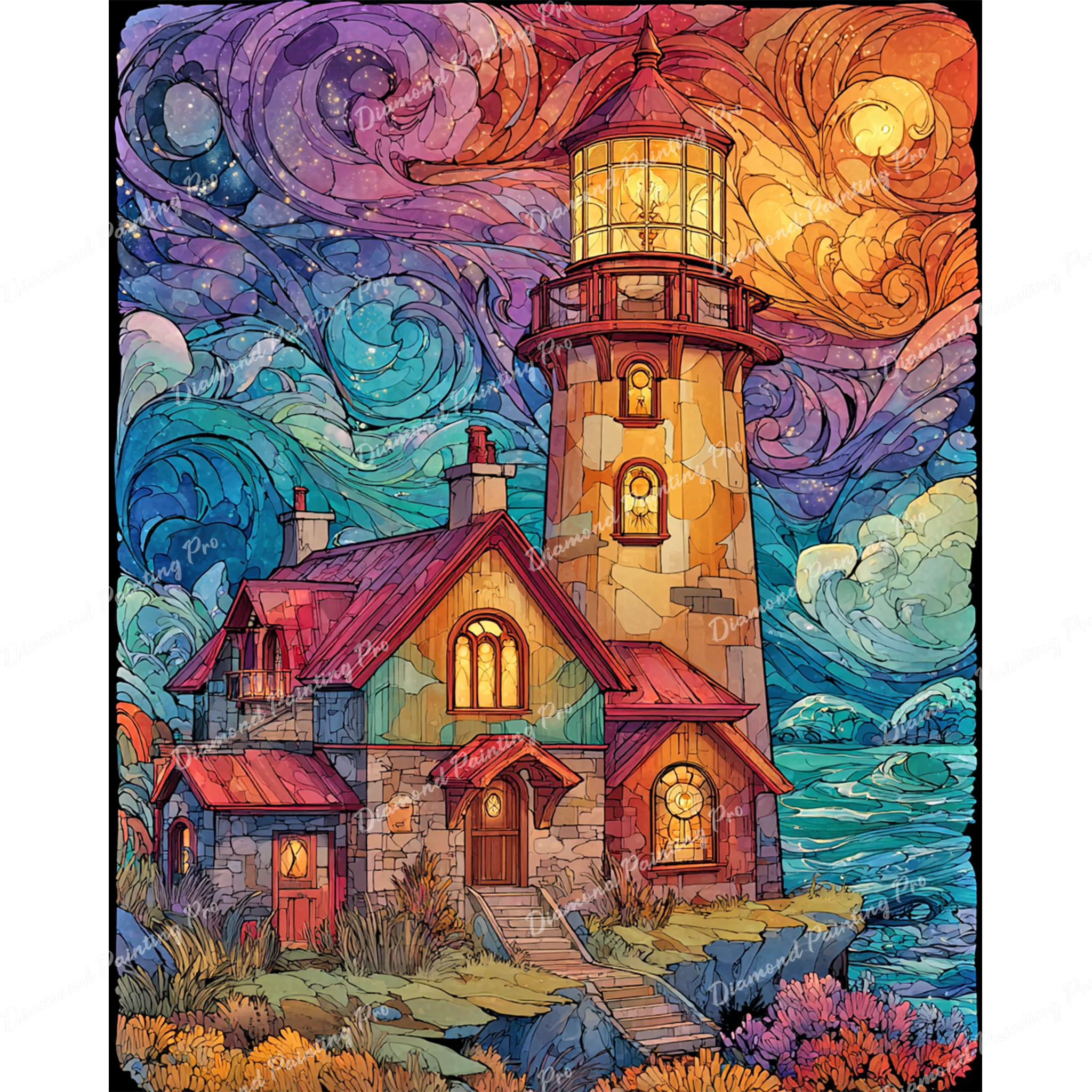 Stained Glass Lighthouse | Diamond Painting - Image 2