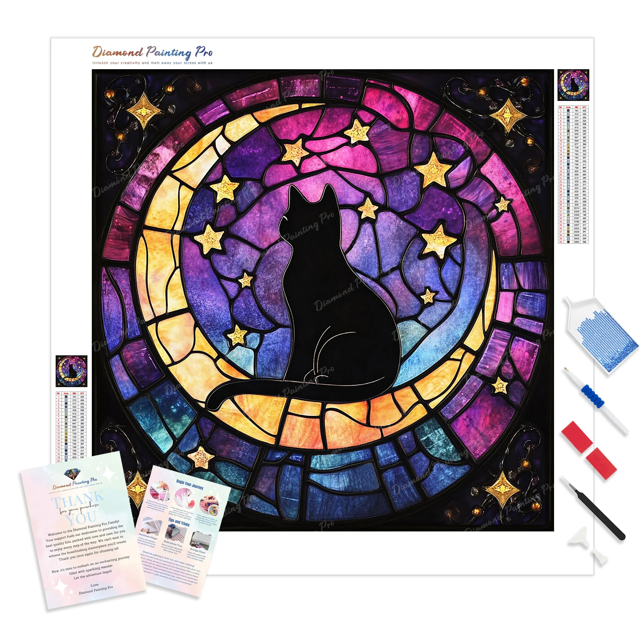 Stained Glass Lunar Cat | Diamond Painting