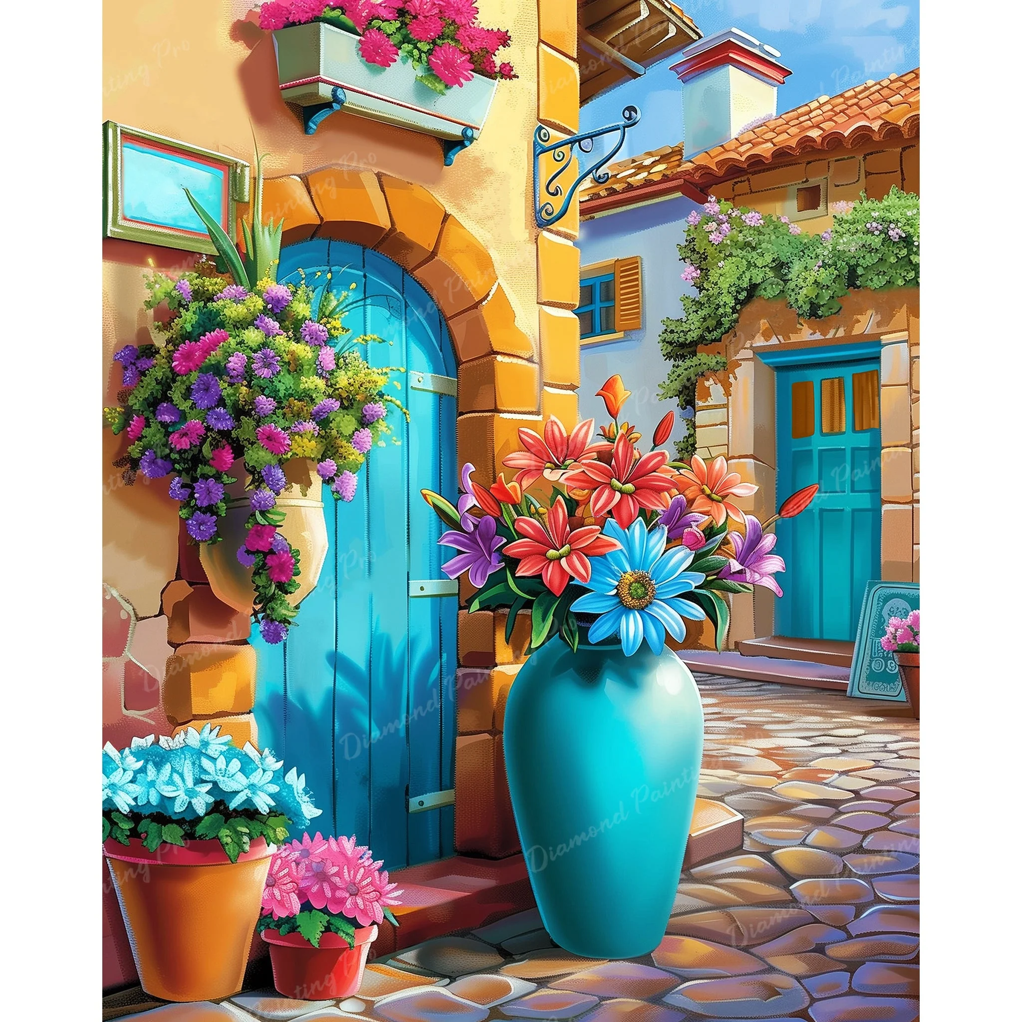 Sunlit Floral Village | Diamond Painting - Image 2