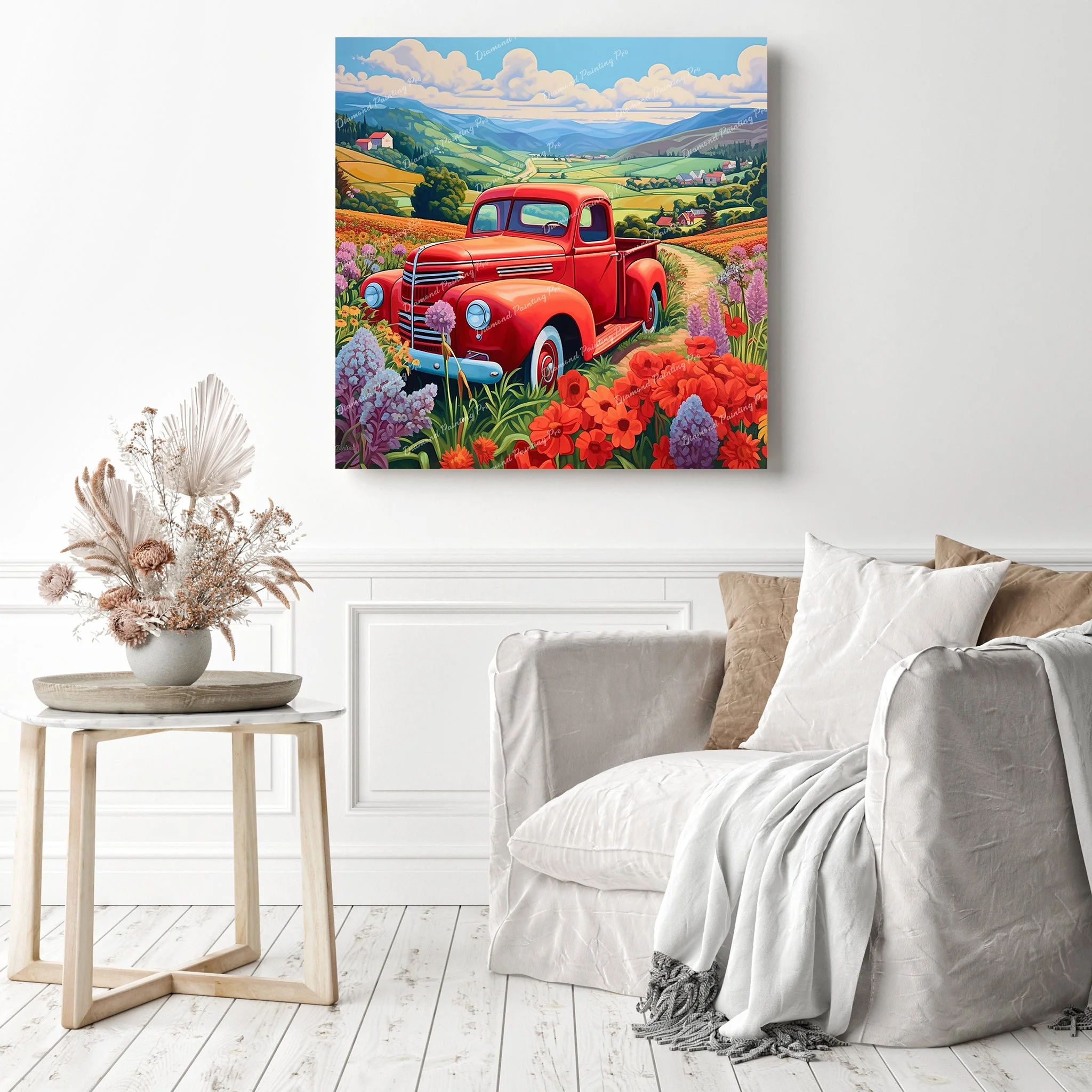 Tranquil Red Truck Retreat | Diamond Painting - Image 3