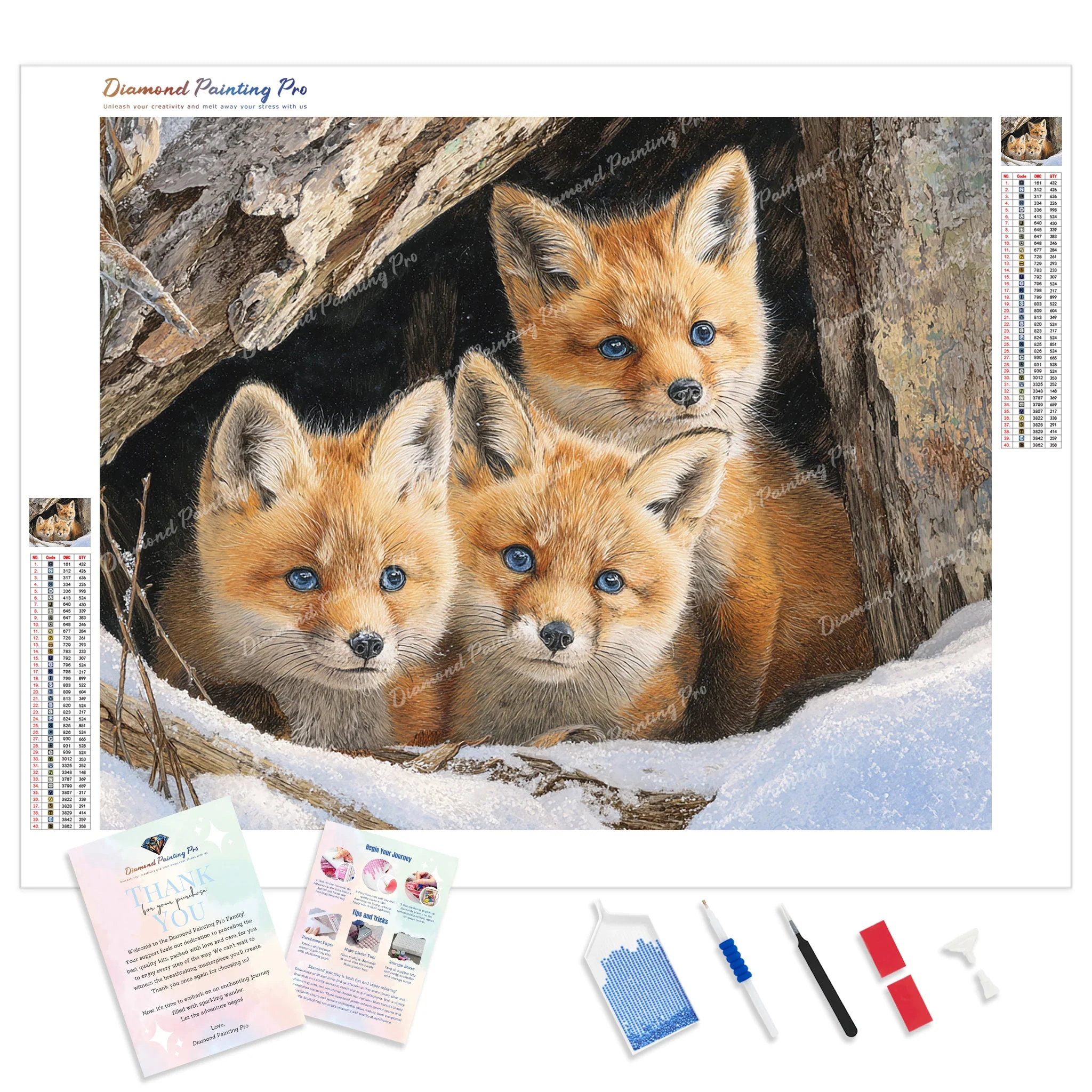 Trio of Winter Foxes | Diamond Painting