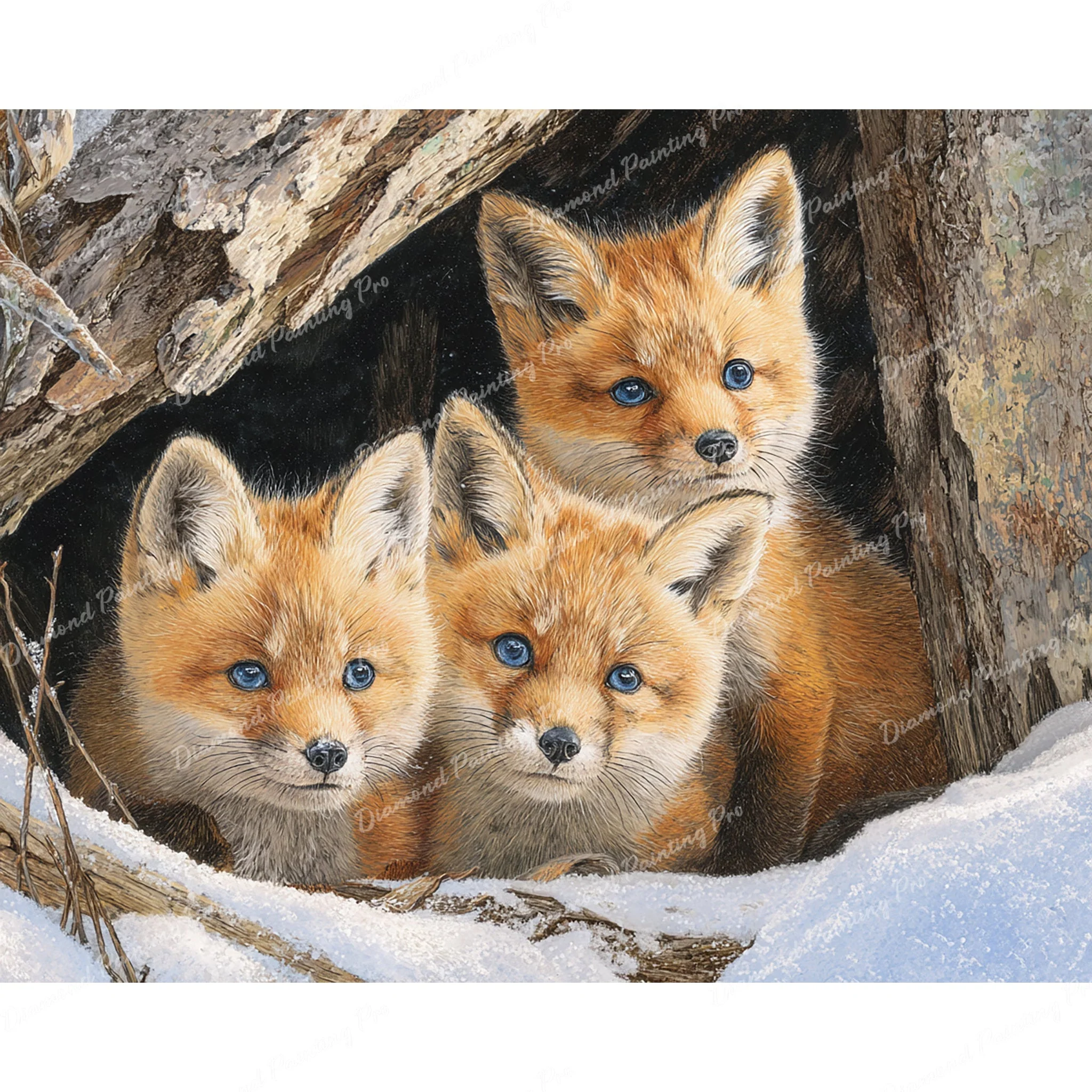 Trio of Winter Foxes | Diamond Painting - Image 2