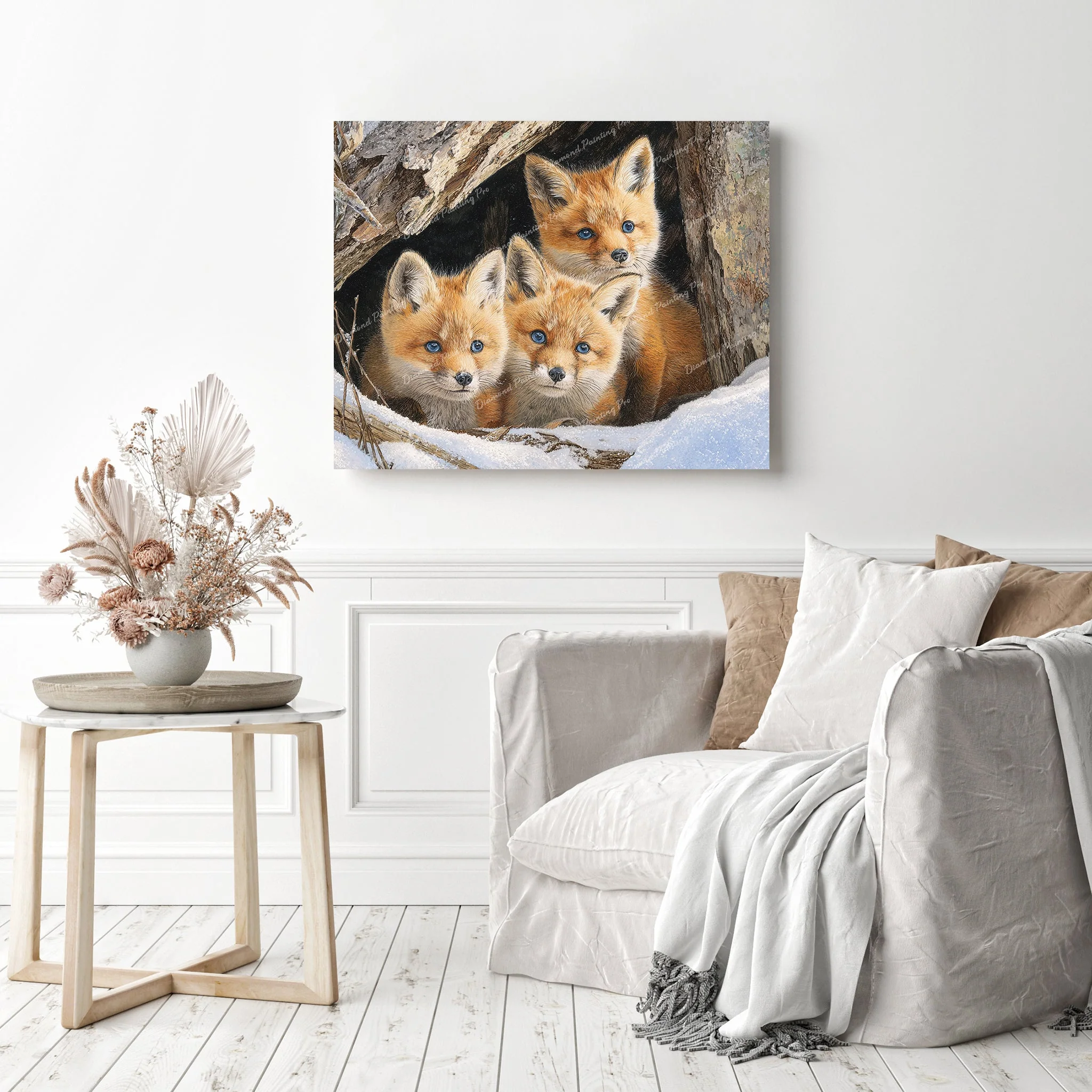 Trio of Winter Foxes | Diamond Painting - Image 3