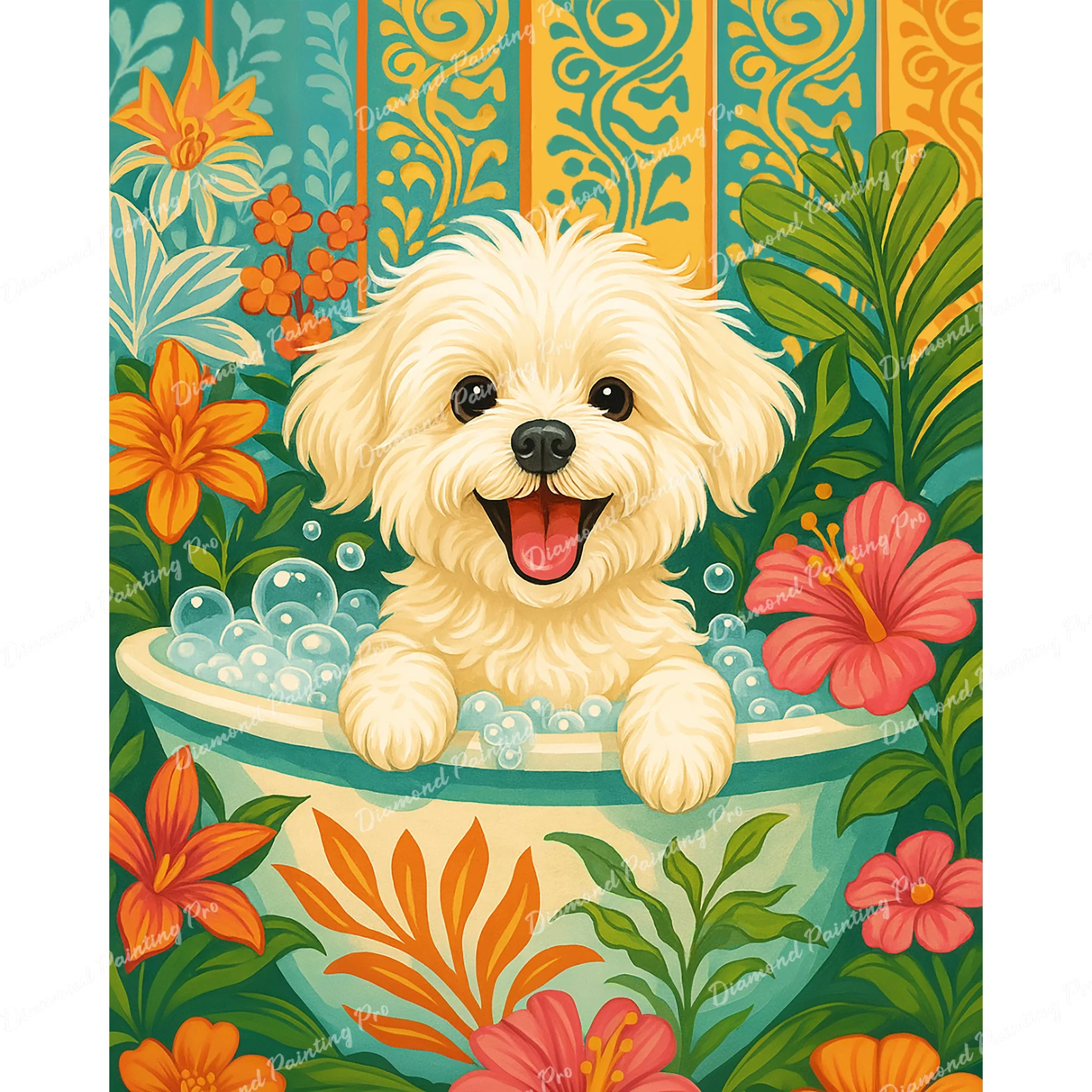 Tropical Tub Pup | Diamond Painting - Image 2