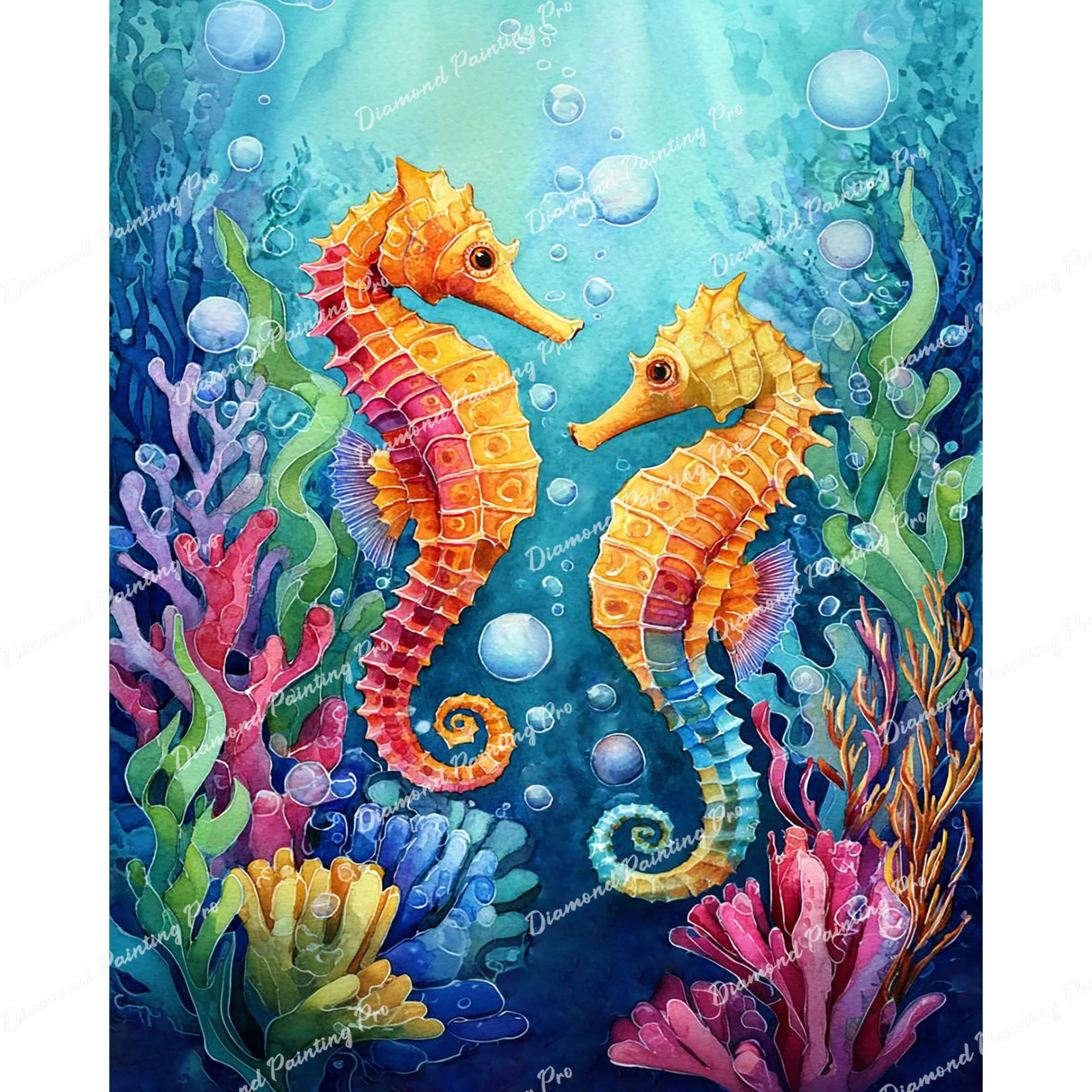 Vibrant Seahorses | Diamond Painting - Image 2