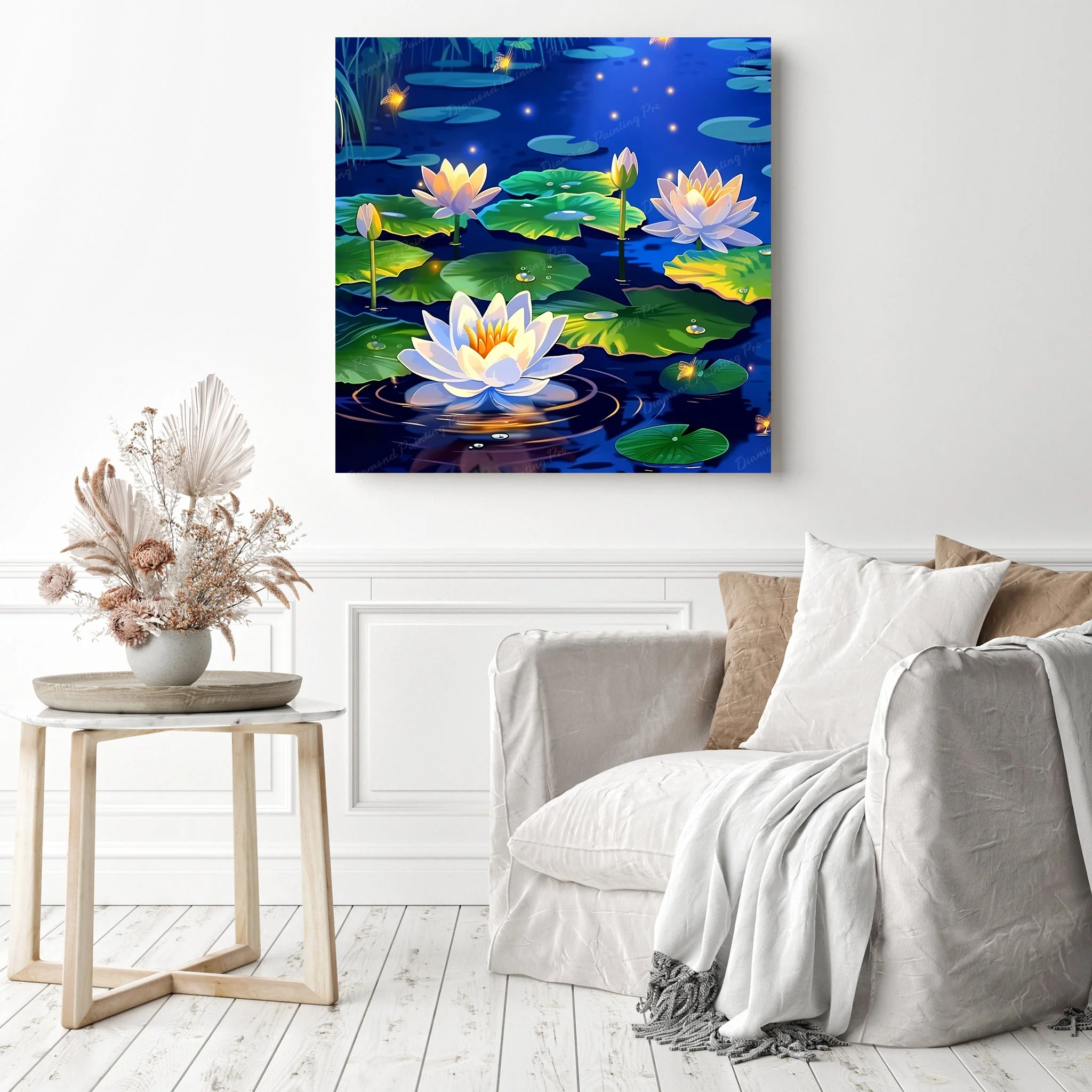 Waterlily with Firefly | Diamond Painting - Image 3