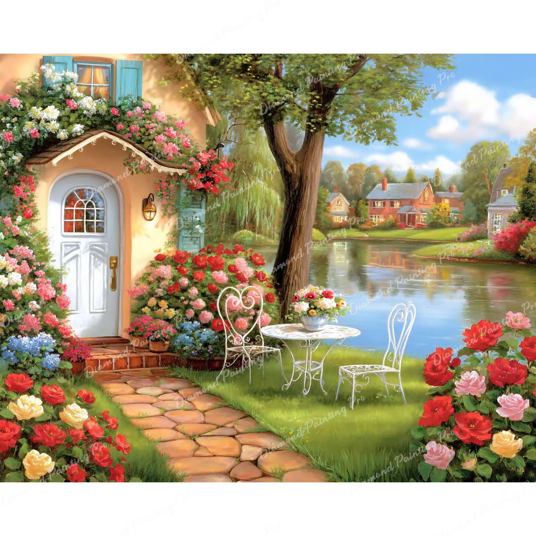 Waterside Tea for Two | Diamond Painting - Image 2