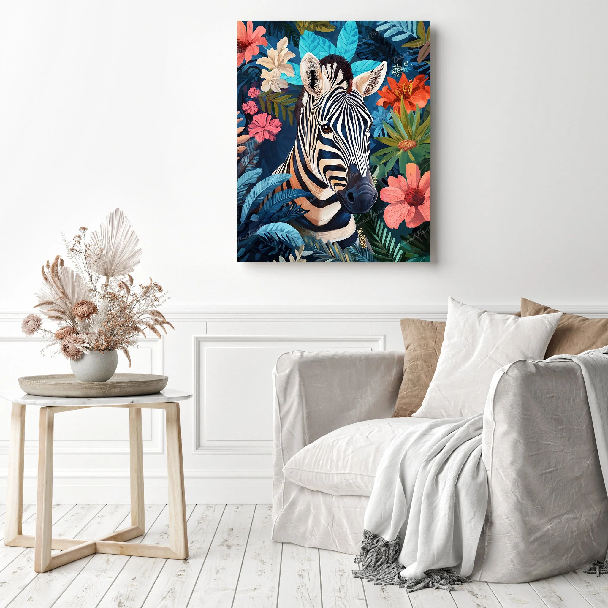 Zebra Among Blossoms | Diamond Painting - Image 3